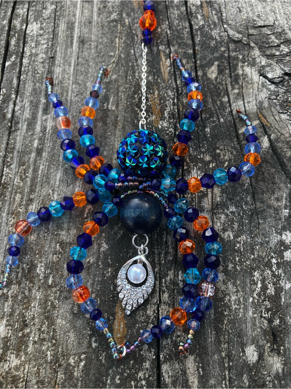 Handcrafted beaded spider sun catcher